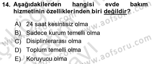 Engelli Mevzuatı ve Meslek Etiği Dersi 2022 - 2023 Yılı Yaz Okulu Sınav Soruları 14. Soru