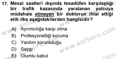 Engelli Mevzuatı ve Meslek Etiği Dersi 2022 - 2023 Yılı Yaz Okulu Sınav Soruları 17. Soru