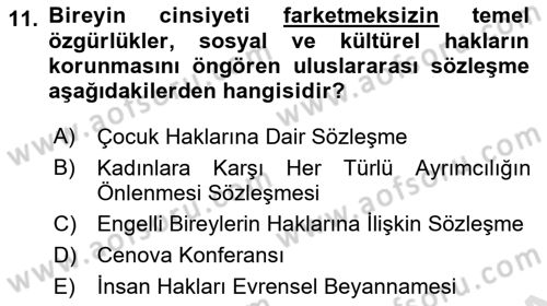 Engelli Mevzuatı ve Meslek Etiği Dersi 2023 - 2024 Yılı (Vize) Ara Sınav Soruları 11. Soru