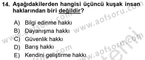 Engelli Mevzuatı ve Meslek Etiği Dersi 2023 - 2024 Yılı (Vize) Ara Sınav Soruları 14. Soru