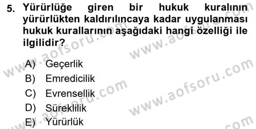 Engelli Mevzuatı ve Meslek Etiği Dersi 2023 - 2024 Yılı (Vize) Ara Sınav Soruları 5. Soru