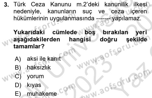 Engelli Mevzuatı ve Meslek Etiği Dersi 2023 - 2024 Yılı Yaz Okulu Sınav Soruları 3. Soru