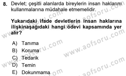 Engelli Mevzuatı ve Meslek Etiği Dersi 2023 - 2024 Yılı Yaz Okulu Sınav Soruları 8. Soru