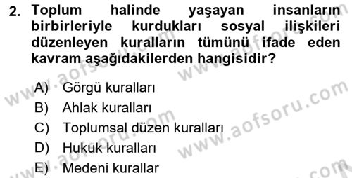 Engelli Mevzuatı ve Meslek Etiği Dersi 2024 - 2025 Yılı (Vize) Ara Sınav Soruları 2. Soru