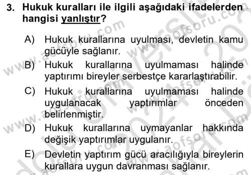 Engelli Mevzuatı ve Meslek Etiği Dersi 2024 - 2025 Yılı (Vize) Ara Sınav Soruları 3. Soru
