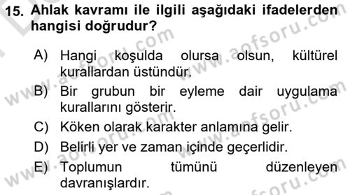 Engelli Mevzuatı ve Meslek Etiği Dersi 2025 - 2026 Yılı (Final) Dönem Sonu Sınav Soruları 15. Soru