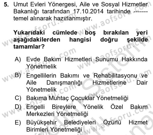 Engelli Mevzuatı ve Meslek Etiği Dersi 2025 - 2026 Yılı (Final) Dönem Sonu Sınav Soruları 5. Soru