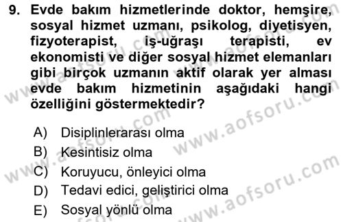 Engelli Mevzuatı ve Meslek Etiği Dersi 2025 - 2026 Yılı (Final) Dönem Sonu Sınav Soruları 9. Soru