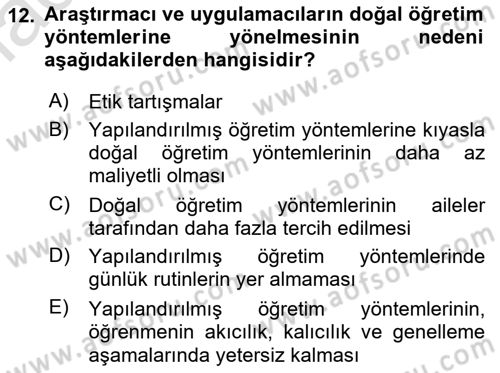 Çoklu Engellilerin Bakım ve Rehabilitasyonu Dersi 2018 - 2019 Yılı 3 Ders Sınav Soruları 12. Soru