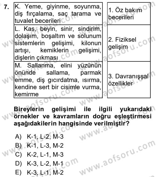 Çoklu Engellilerin Bakım ve Rehabilitasyonu Dersi Ara Sınavı Deneme Sınav Soruları 7. Soru