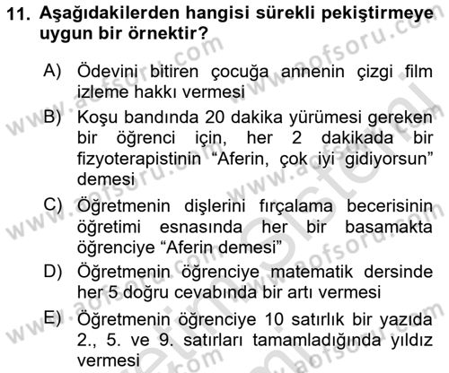 Çoklu Engellilerin Bakım ve Rehabilitasyonu Dersi 2019 - 2020 Yılı (Final) Dönem Sonu Sınav Soruları 11. Soru