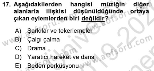Çoklu Engellilerin Bakım ve Rehabilitasyonu Dersi 2019 - 2020 Yılı (Final) Dönem Sonu Sınav Soruları 17. Soru