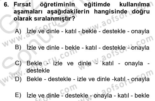 Çoklu Engellilerin Bakım ve Rehabilitasyonu Dersi 2019 - 2020 Yılı (Final) Dönem Sonu Sınav Soruları 6. Soru