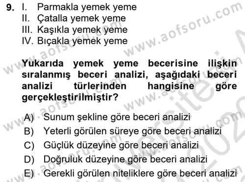 Çoklu Engellilerin Bakım ve Rehabilitasyonu Dersi 2019 - 2020 Yılı (Final) Dönem Sonu Sınav Soruları 9. Soru