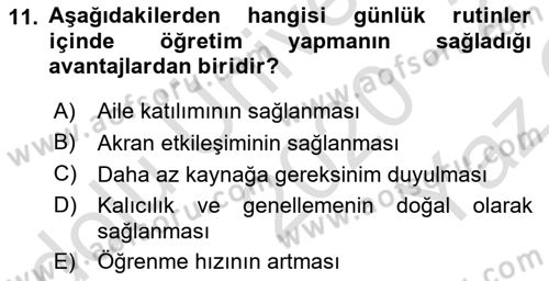 Çoklu Engellilerin Bakım ve Rehabilitasyonu Dersi 2020 - 2021 Yılı Yaz Okulu Sınav Soruları 11. Soru