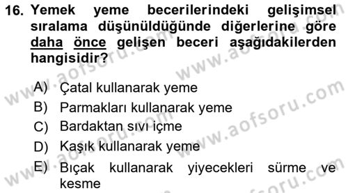 Çoklu Engellilerin Bakım ve Rehabilitasyonu Dersi 2020 - 2021 Yılı Yaz Okulu Sınav Soruları 16. Soru