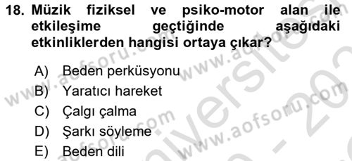 Çoklu Engellilerin Bakım ve Rehabilitasyonu Dersi 2020 - 2021 Yılı Yaz Okulu Sınav Soruları 18. Soru