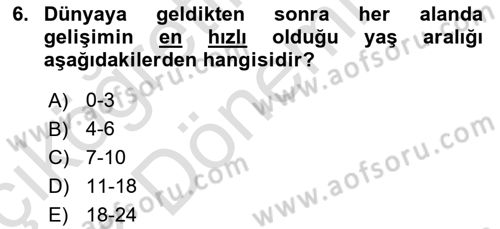 Çoklu Engellilerin Bakım ve Rehabilitasyonu Dersi Ara Sınavı Deneme Sınav Soruları 6. Soru