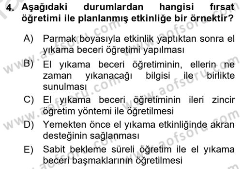 Çoklu Engellilerin Bakım ve Rehabilitasyonu Dersi 2021 - 2022 Yılı (Final) Dönem Sonu Sınav Soruları 4. Soru
