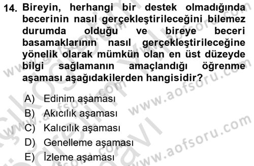 Çoklu Engellilerin Bakım ve Rehabilitasyonu Dersi 2021 - 2022 Yılı Yaz Okulu Sınav Soruları 14. Soru