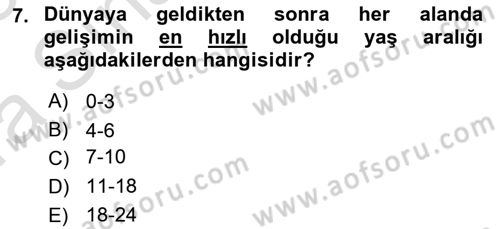 Çoklu Engellilerin Bakım ve Rehabilitasyonu Dersi Ara Sınavı Deneme Sınav Soruları 7. Soru