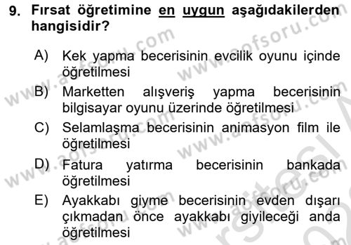 Çoklu Engellilerin Bakım ve Rehabilitasyonu Dersi 2022 - 2023 Yılı (Final) Dönem Sonu Sınav Soruları 9. Soru