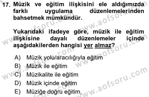 Çoklu Engellilerin Bakım ve Rehabilitasyonu Dersi 2022 - 2023 Yılı Yaz Okulu Sınav Soruları 17. Soru