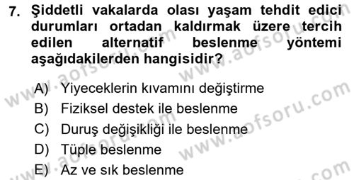 Çoklu Engellilerin Bakım ve Rehabilitasyonu Dersi 2023 - 2024 Yılı Yaz Okulu Sınav Soruları 7. Soru