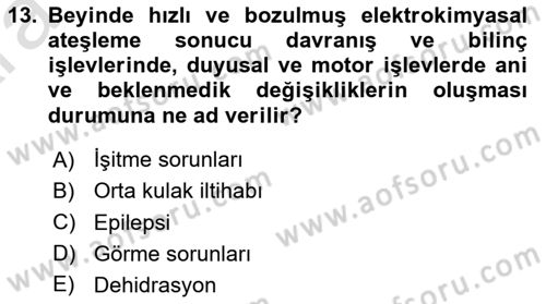 Çoklu Engellilerin Bakım ve Rehabilitasyonu Dersi Ara Sınavı Deneme Sınav Soruları 13. Soru