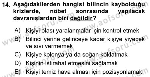 Çoklu Engellilerin Bakım ve Rehabilitasyonu Dersi Ara Sınavı Deneme Sınav Soruları 14. Soru