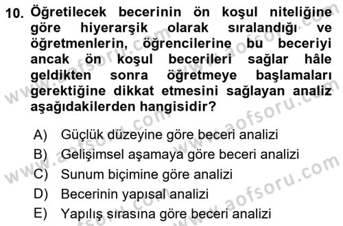Çoklu Engellilerin Bakım ve Rehabilitasyonu Dersi 2024 - 2025 Yılı (Final) Dönem Sonu Sınav Soruları 10. Soru