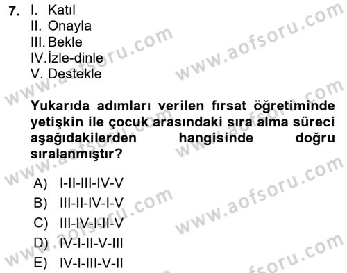 Çoklu Engellilerin Bakım ve Rehabilitasyonu Dersi 2024 - 2025 Yılı (Final) Dönem Sonu Sınav Soruları 7. Soru