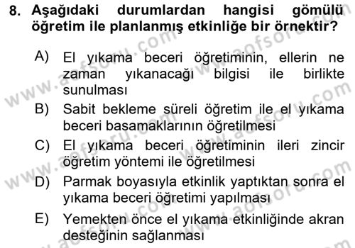 Çoklu Engellilerin Bakım ve Rehabilitasyonu Dersi 2024 - 2025 Yılı (Final) Dönem Sonu Sınav Soruları 8. Soru