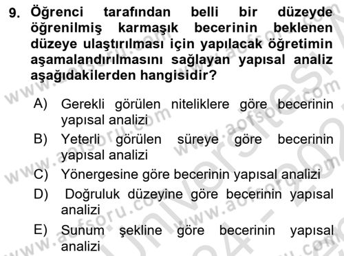 Çoklu Engellilerin Bakım ve Rehabilitasyonu Dersi 2024 - 2025 Yılı (Final) Dönem Sonu Sınav Soruları 9. Soru