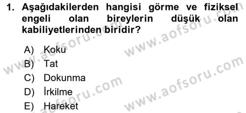 Çoklu Engellilerin Bakım ve Rehabilitasyonu Dersi 2024 - 2025 Yılı Yaz Okulu Sınav Soruları 1. Soru