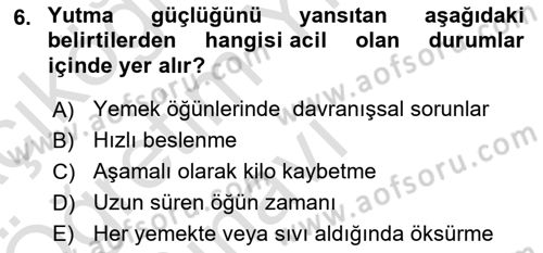 Çoklu Engellilerin Bakım ve Rehabilitasyonu Dersi 2024 - 2025 Yılı Yaz Okulu Sınav Soruları 6. Soru
