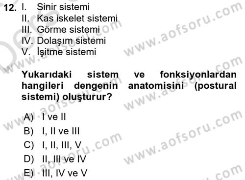 Yaşlılıkta Nörolojik Temelli Durumların Bakım ve Rehabilitasyonu Dersi 2018 - 2019 Yılı 3 Ders Sınav Soruları 12. Soru