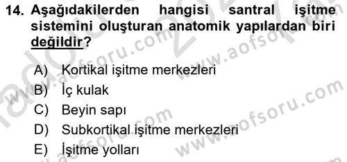 Yaşlılıkta Nörolojik Temelli Durumların Bakım ve Rehabilitasyonu Dersi 2020 - 2021 Yılı Yaz Okulu Sınav Soruları 14. Soru