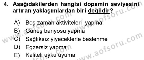 Yaşlılıkta Nörolojik Temelli Durumların Bakım ve Rehabilitasyonu Dersi 2021 - 2022 Yılı (Final) Dönem Sonu Sınav Soruları 4. Soru