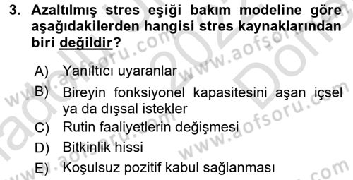 Yaşlılıkta Nörolojik Temelli Durumların Bakım ve Rehabilitasyonu Dersi 2022 - 2023 Yılı (Final) Dönem Sonu Sınav Soruları 3. Soru