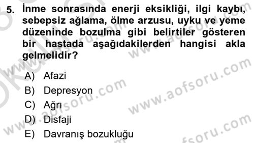 Yaşlılıkta Nörolojik Temelli Durumların Bakım ve Rehabilitasyonu Dersi 2022 - 2023 Yılı Yaz Okulu Sınav Soruları 5. Soru