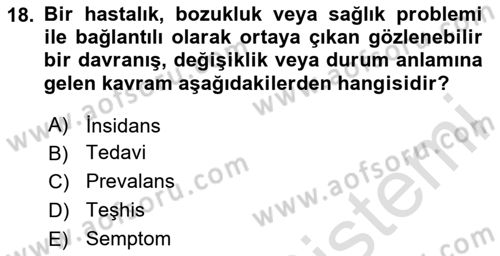 Yaşlılıkta Nörolojik Temelli Durumların Bakım ve Rehabilitasyonu Dersi 2023 - 2024 Yılı Yaz Okulu Sınav Soruları 18. Soru