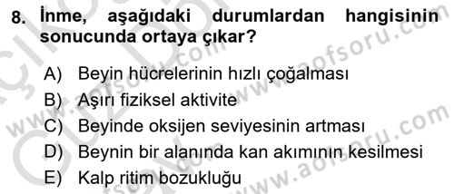 Yaşlılıkta Nörolojik Temelli Durumların Bakım ve Rehabilitasyonu Dersi 2024 - 2025 Yılı (Vize) Ara Sınav Soruları 8. Soru