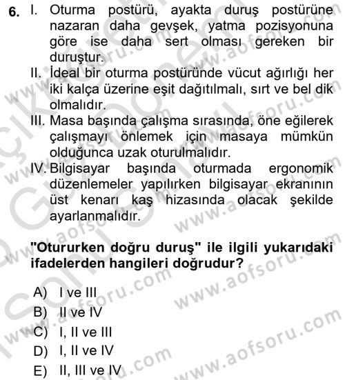 Yaşlılıkta Nörolojik Temelli Durumların Bakım ve Rehabilitasyonu Dersi 2024 - 2025 Yılı (Final) Dönem Sonu Sınav Soruları 6. Soru