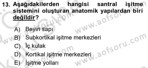Yaşlılıkta Nörolojik Temelli Durumların Bakım ve Rehabilitasyonu Dersi 2024 - 2025 Yılı Yaz Okulu Sınav Soruları 13. Soru