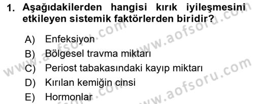 Ortopedik Rehabilitasyon Dersi 2018 - 2019 Yılı 3 Ders Sınav Soruları 1. Soru
