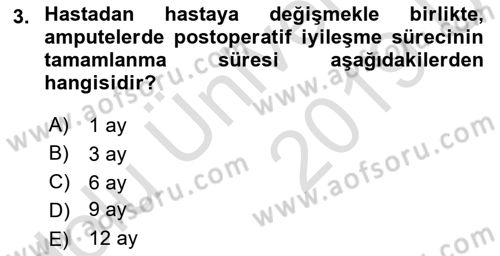 Ortopedik Rehabilitasyon Dersi 2018 - 2019 Yılı 3 Ders Sınav Soruları 3. Soru