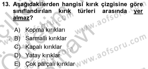 Ortopedik Rehabilitasyon Dersi 2018 - 2019 Yılı Yaz Okulu Sınavı 13. Soru