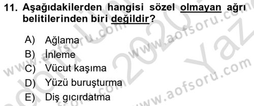 Ortopedik Rehabilitasyon Dersi 2020 - 2021 Yılı Yaz Okulu Sınav Soruları 11. Soru