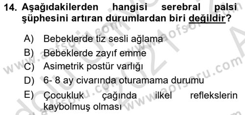 Ortopedik Rehabilitasyon Dersi 2021 - 2022 Yılı (Vize) Ara Sınav Soruları 14. Soru